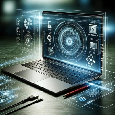 Modern laptop showcasing key features for optimal performance, including a high-resolution display and advanced connectivity.