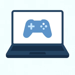 Laptop icon with game controller for gaming laptops