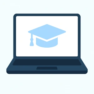 Laptop icon with graduation cap for student laptops